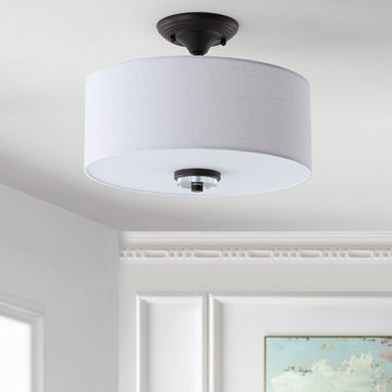 Marc 15" Metal/Crystal LED Semi Flush Mount - JONATHAN Y
